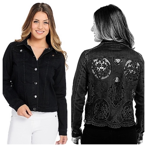 denim jacket with lace back